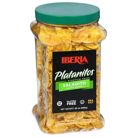 Iberia Platanitos Plantain Chips (Saladito/Lightly Salted) Jar - 20 oz