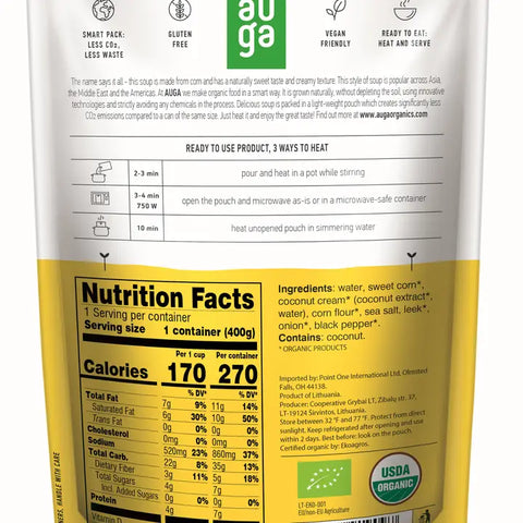 Auga Organic Sweet Corn Soup (14.1 oz)