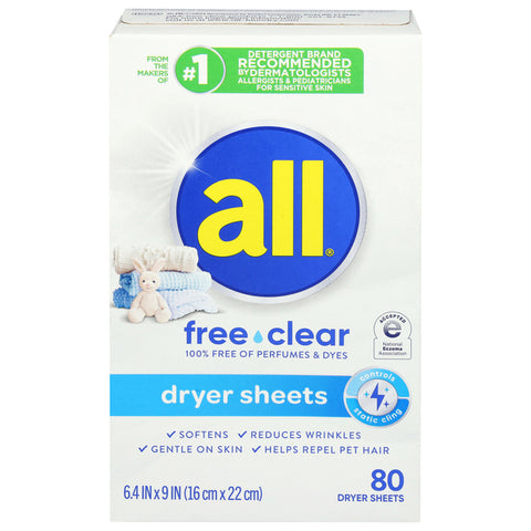 All Clear Dryer Sheets - 80 Sheets
