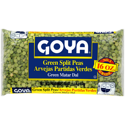 Goya Green Split Peas/Arvejas Partidas Verdes (Green Matar Dal) - 16 oz bag