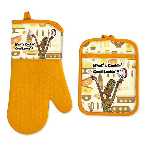 What’s Cookin’ Good Lookin' Oven Mitt & Potholder Set