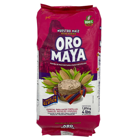 Oro Maya Fortified Corn Masa Flour/Harina de Maiz Nixtamalizado Fortificada 4lbs