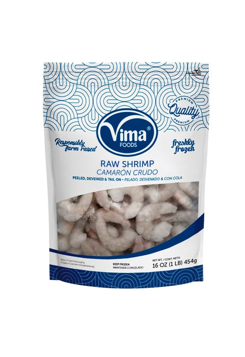 Vima Foods Raw Peeled, Deveined, & Tail On Shrimp (16 oz)