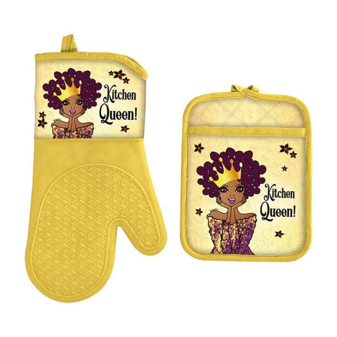 Kitchen Queen Oven Mitt and Pot Holder Set